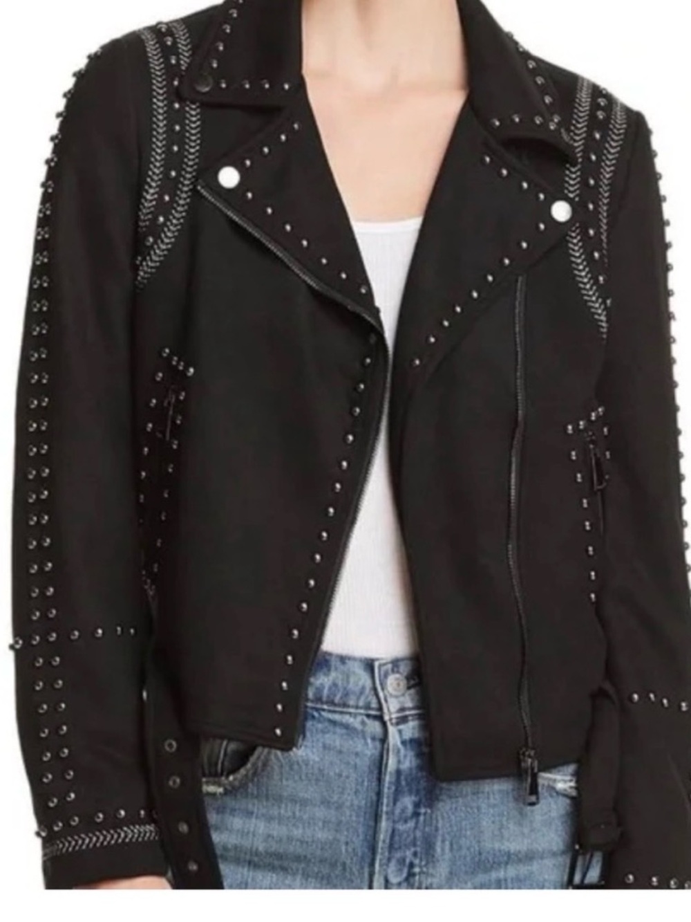 Aqua Black Studded Moto Jacket